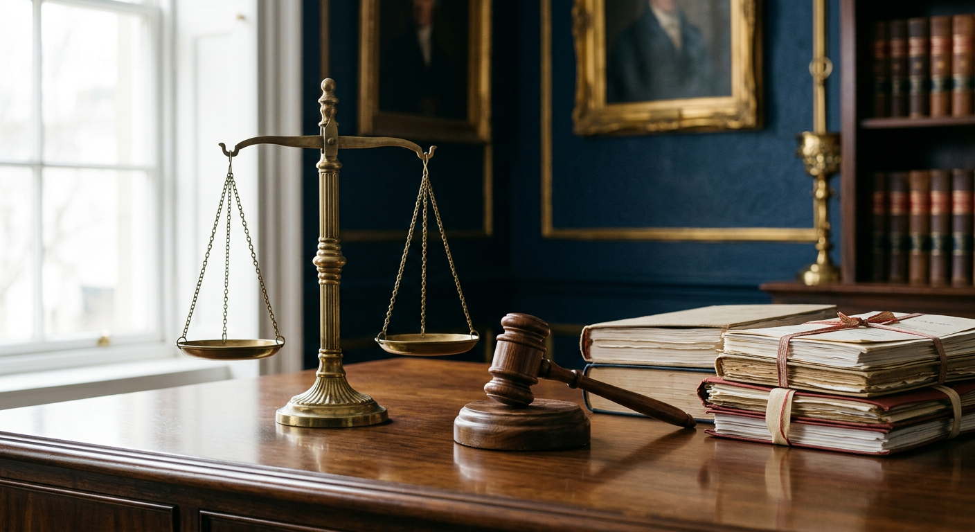 A lawyer reviewing divorce paperwork with a client in a calm office